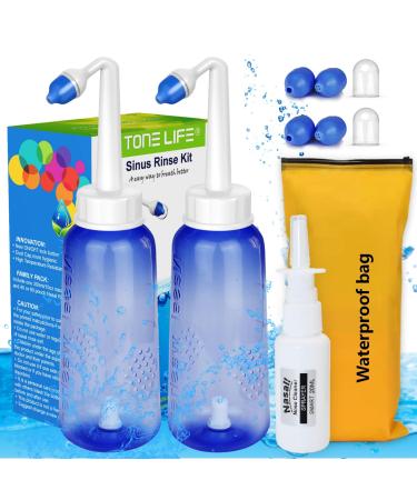 2PCS Neti Pot -|2 Bottle + 4 Nozzle| + Nasal Spray(Bottle Only) - 300ml 10oz Neti Pot Sinus Rinse - Sinus Rinse Kit - Nose Cleaner & Sinus Irrigation - Nasal Sprayer Blocked Nose