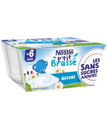 Nestlé Bébé P'tit Brassé Nature without added sugars - Dairy from 6 months - 4 x 100 g