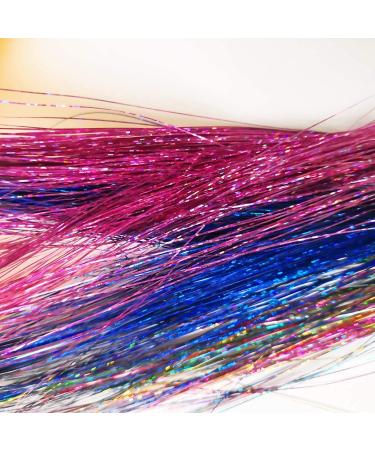 Shiny Hair Tinsel Kit - 12 Colors, 3000 Strands, Fairy Extensions for Party Highlights - Glitter Multi-Colors - 45 Inch (Pack of 12) - Buy Online on GoSupps.com