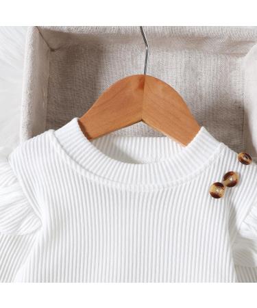 Miipat Baby Girl Clothes Set | Fall Winter Outfit with Pullover Tops and Mini Skirt | 2-3 Years | White & Khaki - Buy Online on GoSupps.com