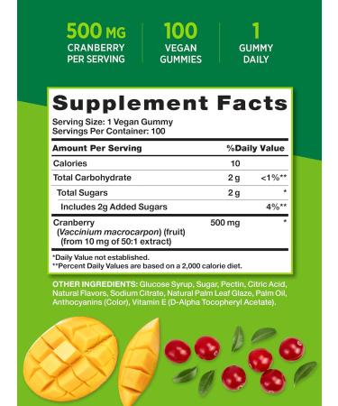 Nature's Truth Cranberry Gummies - 100 Vegan Gummies, Natural Cranberry Mango Flavor - Vegan, Non-GMO, Gluten Free - Buy Online on GoSupps.com