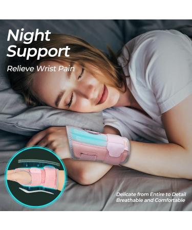 CureCare Adjustable Wrist Support with 2 Rails for Pain Relief | Carpal Tunnel & Tendinitis Bandage (L/XL Left Pink) - International Shipping Available - Buy Online on GoSupps.com