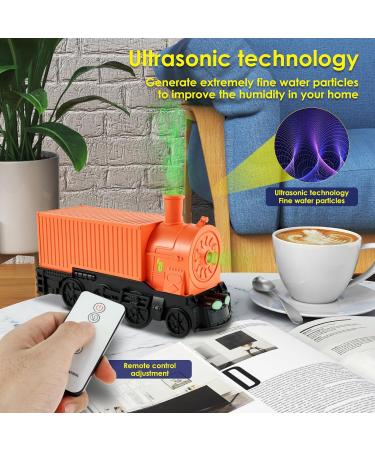 Essential Oil Diffuser 300ml - Train Humidifier with Timer 2 Spray Modes & Remote for Bedroom & Home Office Decor - Perfect Birthday Gift (Orange - Buy Online on GoSupps.com