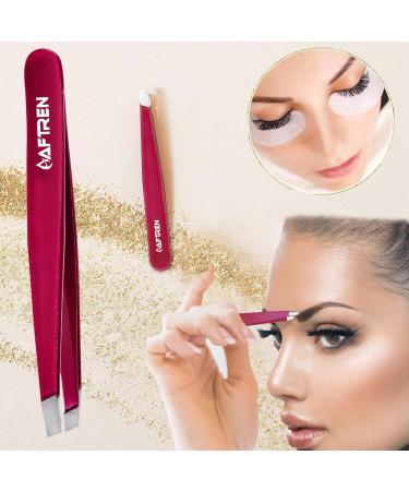 Wide Grip Slant Tweezers - German Stainless Steel - Hand-Filed Slanted Tips for Ultra-Precision - Tweezers for Eyebrows and Nose/Ear/Facial Hair - Professional Grade (Mehroon) - Buy Online on GoSupps.com