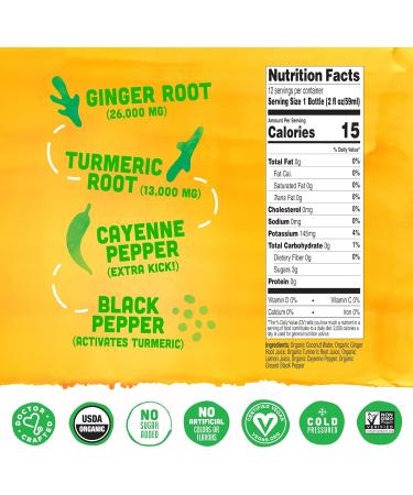 Vive Organic Immune Support Shot - Cold-Pressed Ginger Turmeric & Cayenne - Gluten-Free Vegan - 2 Fl Oz (Pack of 12) - Buy Online on GoSupps.com