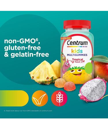 Centrum Kids Multivitamin Gummies - Tropical Punch Flavor - 110 Count - 110 Day Supply - Natural Flavors - Fruit Flavored - Pack of 1 - Buy Online on GoSupps.com