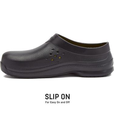 Avia Flame Slip Resistant Clogs for Women - Black, Size 8 | Slip On Work Shoes for Food Service, Garden, Nursing | Non-Slip - Buy Online on GoSupps.com