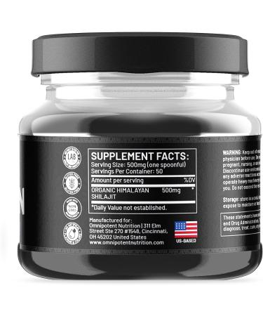 Organic Pure Himalayan Shilajit Resin 25g with Spoon - 85+ Trace Minerals & Fulvic Acid - High Nutritional Potency - 50 Servings - Buy Online on GoSupps.com