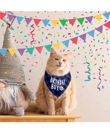 Kinbom Blue Checkered Dog Birthday Bandana - Pet Scarf for Small Medium & Large Dogs Perfect Birthday Party Accessory - Buy Online on GoSupps.com
