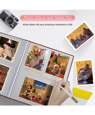Popotop Large Self-Adhesive Photo Album for Mom, Family, Baby, Wedding - 60 Pages Red Scrapbook with Metal Pen and Plastic Board - 11.5 x 10.6 - Buy Online on GoSupps.com