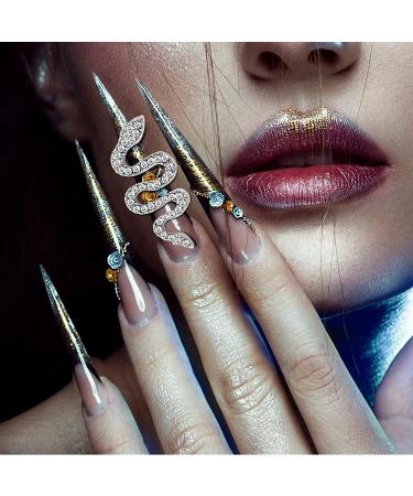 WOKOTO 12pcs Snake Nail Charms for Acrylic Nails - Gold and Silver Rhinestones for Women Nail Art - 3D Nail Decorations Kit - Buy Online on GoSupps.com