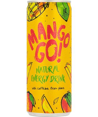 Mango GO! - The Mango Natural Energy Drink - 12 x 250ml - Vegan - New - Plant-Based - Natural Energy - Natural Caffeine Drink - Healthy Energy Drink - Pick ME UP Before You GO GO!