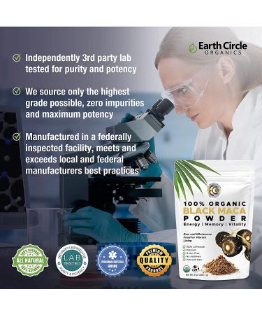 Organic Black Maca Powder 8 oz - Earth Circle Organics | Boost Energy & Vitality - Buy Online on GoSupps.com