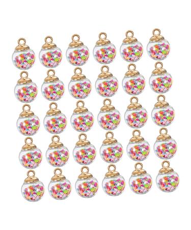 Lalafina 30st mini sequin ball Christmas tree decoration miniature messages bottle Christmas trailer Small ball rings clear bottle trailer Road stones homemade plastic