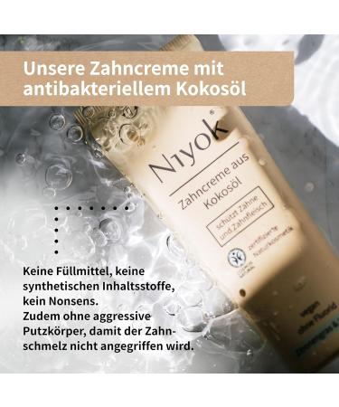 Niyok Organic Coconut Oil Toothpaste - Peppermint & Lemon (3 x 75ml) | Natural Fluoride-Free Vegan Care for White Teeth & Healthy Gums - Buy Online on GoSupps.com