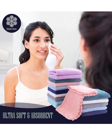 BAMBOO QUEEN 16 Count Premium Makeup Remover Cloths - Reusable & Gentle Microfiber Coral Velvet Face Towels - Highly Absorbent & Super Soft - 8x8 Inch - Multi-colored Pack - Buy Online on GoSupps.com