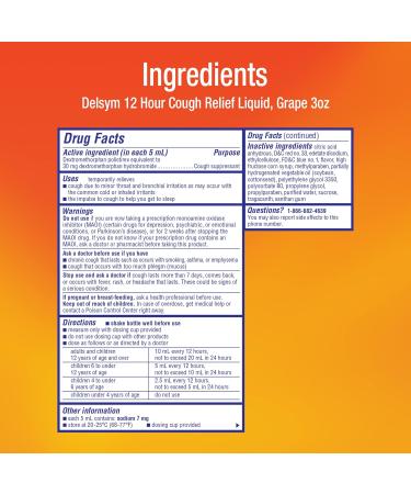Delsym Cough Suppressant Liquid 3 Ounce (Grape Adult) 3 Fl Oz (Pack of 2) 3 Fl Oz (Pack of 2) Grape - Buy Online on GoSupps.com