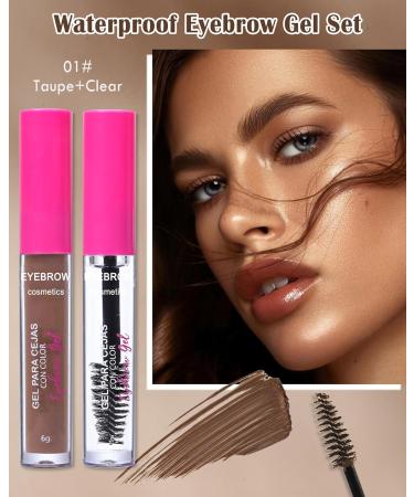 Waterproof Eyebrow Gel Set - Thickening Tinted & Clear Brow Glue | Long-Lasting Transfer-Proof Makeup for Women - Taupe - Buy Online on GoSupps.com