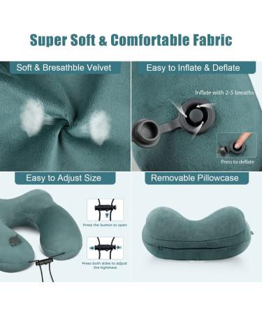 Urophylla Inflatable Travel Pillow for Airplane Inflatable Neck Pillow for Traveling with 3D Contoured Eye Masks Adjustable NeckChin Support Pillow for Trains Cars Large (Green) Dark Green - Buy Online on GoSupps.com