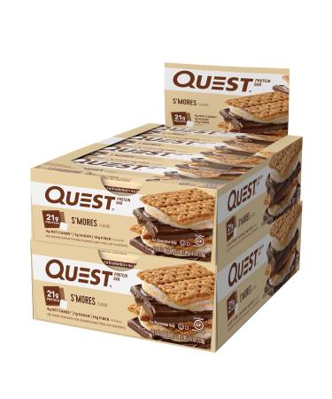 Quest Nutrition Protein Bar S'Mores. Low Carb Meal Replacement Bar with 20 gram Protein. High Fiber, Gluten-Free (24 Count) S'mores 24 Count (Pack of 1)