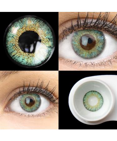 Glamlens Flora turquoise blue + container |Very strongly covering natural blue contact lenses colored |Colored silicone hydrogel |1 pair (2 pieces) |Dia 14.50 |Without starch