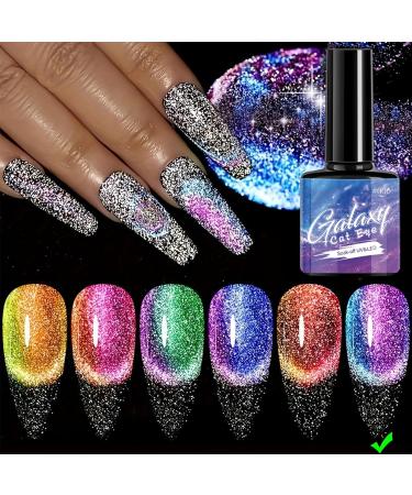Cat Eye Gel Nail Polish Reflective Cat Eye Gel Polish Glitter Magnetic Gel Nail Polish Manicure Soak Off UV/LED Sparkling Reflective Glitter Cat Eye Gel Nail Polish Manicure DIY at Home - Buy Online on GoSupps.com
