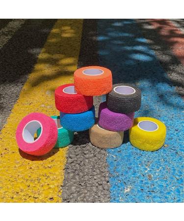 Self Adhesive Bandage Wrap - 9 Pack 1"x5 Yards Elastic Athletic Tape for Ankle Wrist Finger - Multi Color Stick Wraps for Sports - Buy Online on GoSupps.com