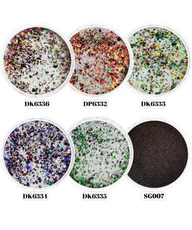 Sparkle Holographic Chameleon Glitter Dip Powder Nail Kit | 6 Colors + Opal Foils | Easy for Starters | Perfect for White & Black Nail Art | SG063 - Buy Online on GoSupps.com