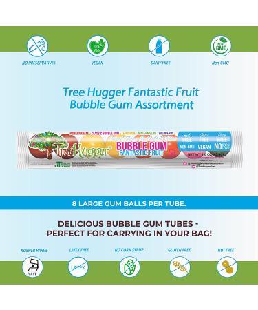 Tree Hugger All Natural Bubble Gum - Fantastic Fruit Flavor, 1.6 oz (Pack of 12) - Eco-Friendly Candy - Buy Online on GoSupps.com