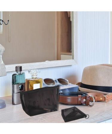 3 Pack Mesh Cosmetic Bags | Black Mesh Makeup & Pencil Cases for Travel & Office Accessories - 3 Sizes - Buy Online on GoSupps.com