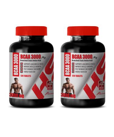 Muscle Pump Supplements - BRANCHED Chain Amino Acid - BCAA 3000MG - bcaa unflavored Natural - 2 Bottles 240 Tablets