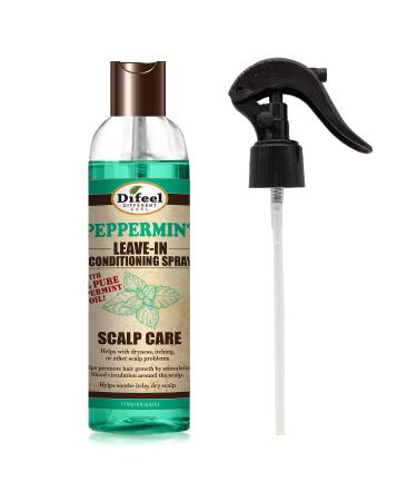 Difeel Scalp Care Leave in Conditioning Treatment - Peppermint Oil 6 oz. with Spray Cap & Dispensing Cap - Buy Online on GoSupps.com