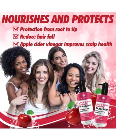 Apple Cider Vinegar Shampoo & Conditioner Set | Sulfate & Paraben Free | Anti-Dandruff Scalp Treatment with Biotin, Keratin & Moisturizing Oils | For Men & Women | 2 x 16 Fl Oz - Buy Online on GoSupps.com