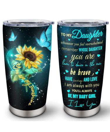 Qatdey Daughter Gift from Mom/Dad, Birthday Gifts for Daughter Adult from Mother, Best Gift Ideas for Grown Daughters Coffee Tumbler 20oz, To My Daughter Gift, Graduation Gifts for Daughter Coffee Cup blue-daughter 20oz