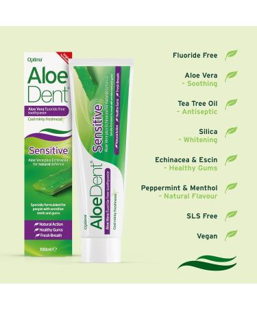 Aloe Dent Sensitive Aloe Vera Toothpaste Fluoride Free Natural Action Vegan Cruelty Free SLS Free Soothing Healthy Gums 100 ml (Pack of 2) 100 ml (Pack of 2) Sensitive - Buy Online on GoSupps.com