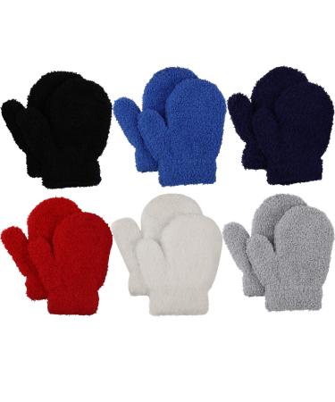 Jupsk Toddler Mitten Winter Warm Knitted Coral fleece Gloves Magic Stretch Gloves for Baby Boys and Girls 1-4 Years Old 6 Pairs - Buy Online on GoSupps.com