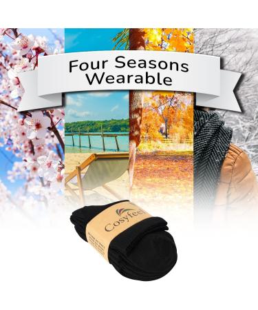 Cosyfeel Women Loose Diabetic Socks | 4-Pack Neuropathy Ankle Socks for Ladies | Super Soft Eco-Friendly Bamboo Material | Durable with Seamless Toe | Multicolour Patterns | 4 Seasons 7-9 1/2 BLACK - Buy Online on GoSupps.com