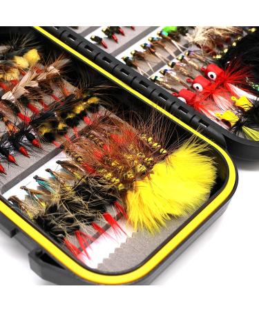 100PCS Fly Fishing Flies Assortment Kit for Trout, Bass, Steelhead - Dry, Wet, Nymphs, Popper, Streamer, Woolly Bugger - Includes Fly Box - Buy Online on GoSupps.com