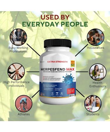 HerpesFend Max Extra Strength Advanced Defense Formula 60 Capsules with Elderberry Echinacea Turmeric Garlic Vitamins and Probiotics (1) - Buy Online on GoSupps.com