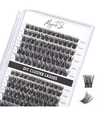 Individual Lashes 144 Cluster Lashes 3D False Eyelashes Natural Look D Curl Reusable Fluffy Individual Cluster Lashes Soft Eyelashes DIY Cluster Eyelash Extensions Mix 10-16MM-DM01 144PCS-DM01-Natural