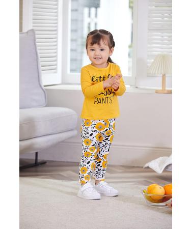 Puseky Toddler Baby Girls Cute Letter Print Shirt Floral Pant Tracksuit Set - 6-12 Months (Yellow) - Buy Online on GoSupps.com