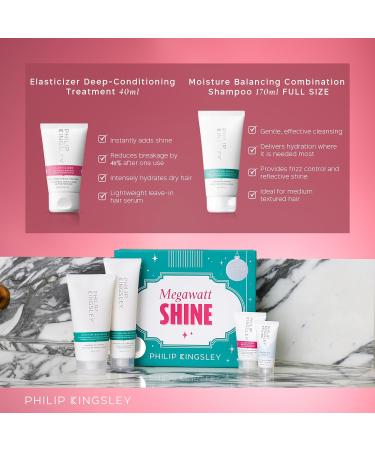 Philip Kingsley Retro Christmas Collection: Hydrating Shampoo & Conditioner Set with Elasticizer Hair Mask, Finishing Serum - Megawatt Shine & Moisture Balance - Buy Online on GoSupps.com