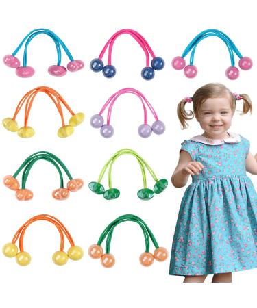 18Pcs Small Plastics Balls Hair Ties Heart Star Round Ponytail Holders for Toddler Girls Women Elastic Rubber Bands Bubble Hair Ties Beads Hair Accessories