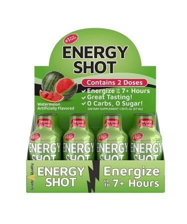 Watermelon Energy Drink Shot | Grade A Quality | 7+ Hours of Energy | 1.93 Fl Oz - 12 Count - Buy Online on GoSupps.com