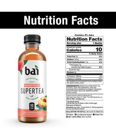 Bai Iced Tea Narino Peach Antioxidant Supertea - 12 Pack, 18 Fl Oz Bottles - Buy Online on GoSupps.com