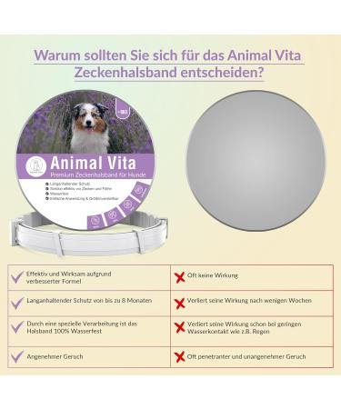 Animal Vita Lavender Tick Neck Band for Dogs - Waterproof Adjustable 100% Natural Protection Against Vermin - Up to 8 Months of Efficacy - Buy Online on GoSupps.com