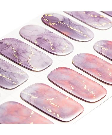 MOMSON Gradient Purple and Pink Marble Gel Nail Strips - 20 Full Gel Polish Stickers for Women - Elegant Purple Marble Manicure Kit - Buy Online on GoSupps.com