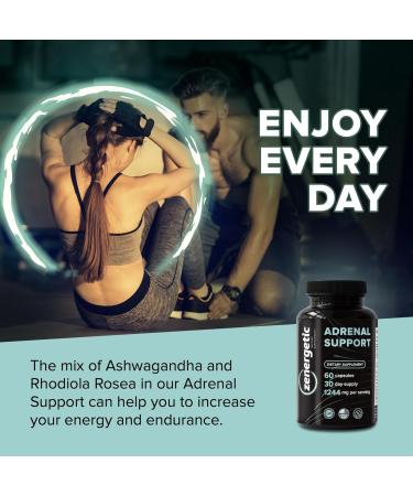 ZENERGETIC Adrenal Support Supplements Cortisol Manager Calm Support Mood & Energy Support with Ashwagandha L-Tyrosine Rhodiola Rosea & Holy Basil 60 Pills Non GMO - Buy Online on GoSupps.com