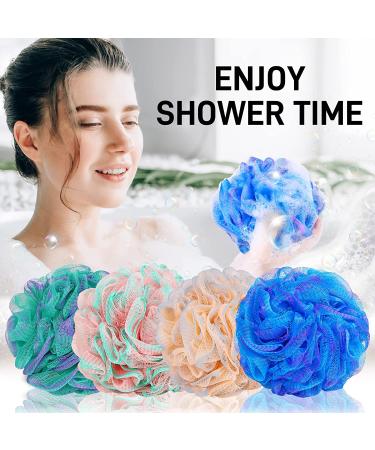 4 Pack XL Soft Nylon Loofah Bath Sponge for Exfoliating Shower Scrubber - Men and Women Beauty Bathing Accessory Set - Buy Online on GoSupps.com