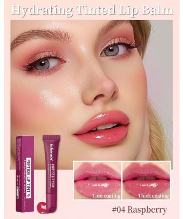 Tinted Lip Balm-1Pcs Raspberry Peptide Hydrating Lip Tint Moisturizer Jelly Lip Treatment Balm Non-Stick Lip Care Glow Reviver Lip Oil Yummy Glowy Lip Gloss Christmas Makeup for Women-04 #04raspberry - Buy Online on GoSupps.com